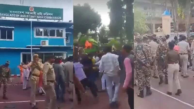 আগরতলায় বাংলাদেশের সহকারী হাইকমিশনে হামলা ও পতাকায় আগুন